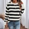 Sweaters For Women  R-neck Striped Cute Color Block Fall Winter Knitted Pullover Tops