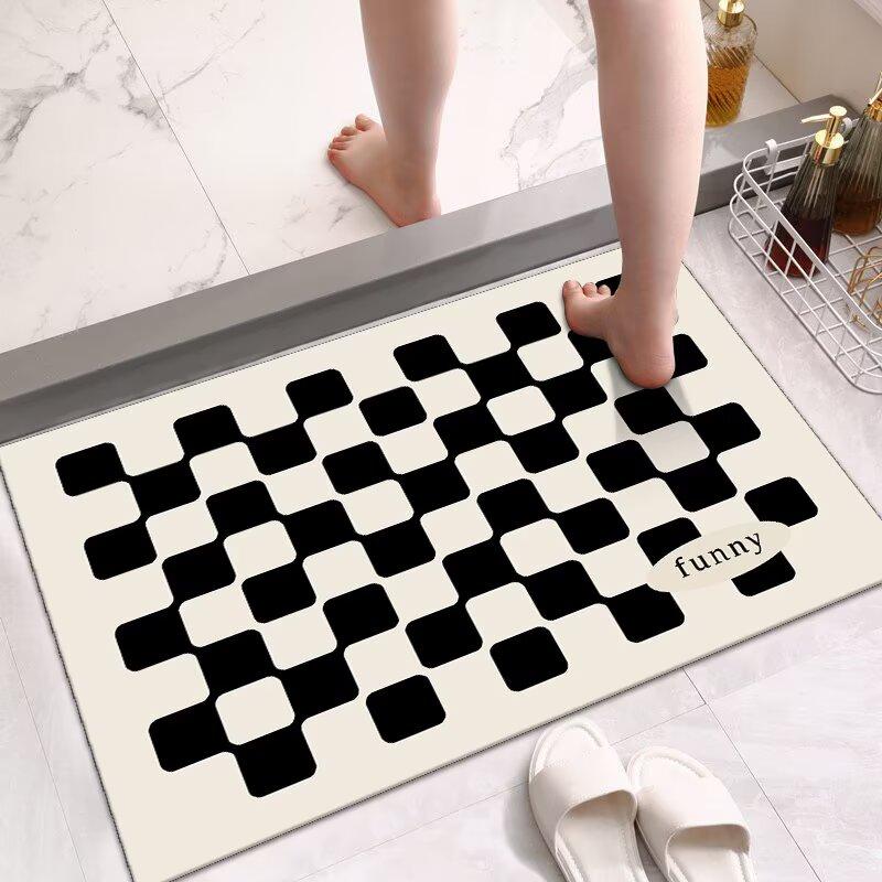 Diatom Mud Bathroom Floor Mat, Toilet Door Absorbent Mat Non-slip Quick-drying Household Toilet Foot Mat Carpet Bathroom