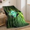 Green Geometric Logo Designed Flannel blanket for bedroom, living room, sofa, and nap