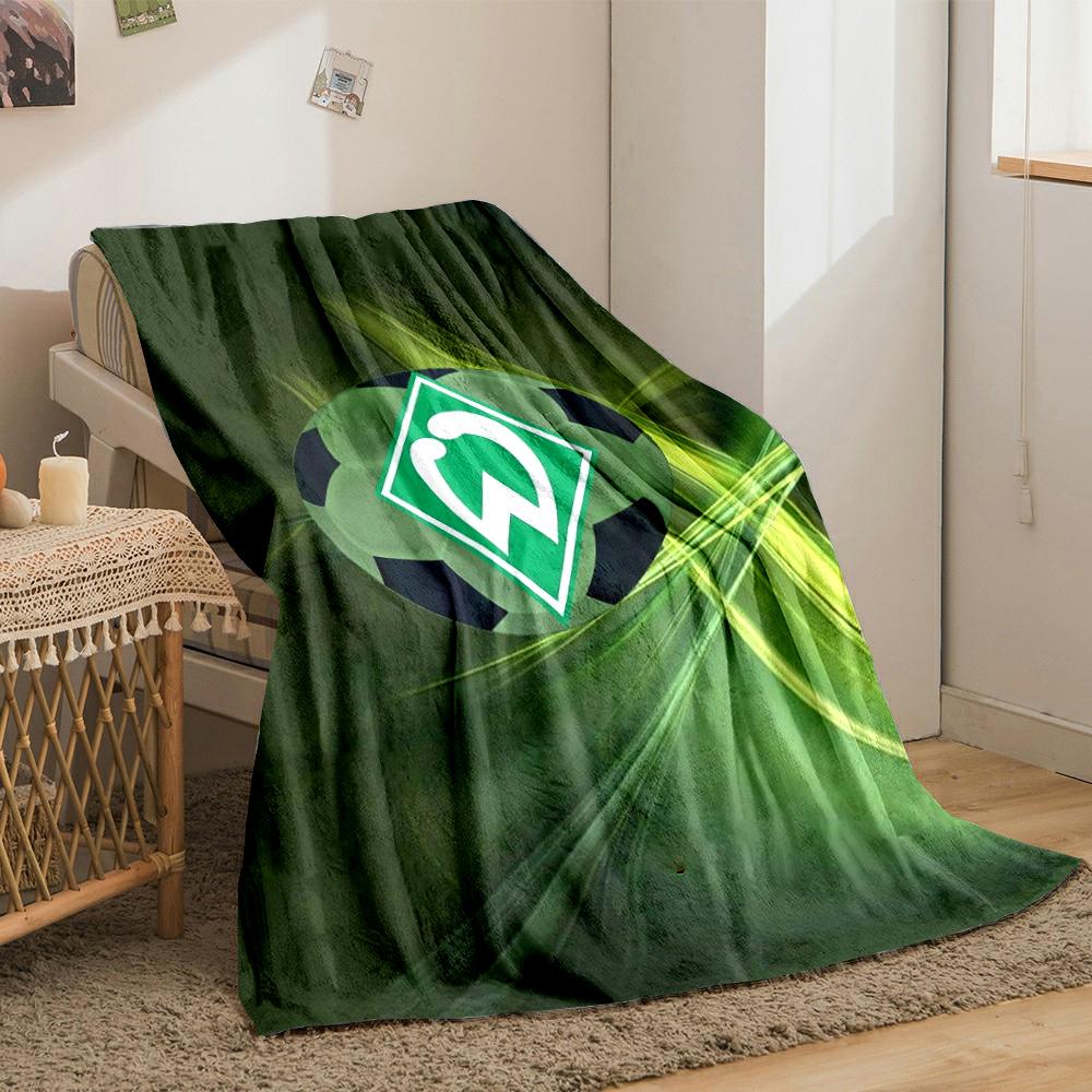 Green Geometric Logo Designed Flannel Blanket for Bedroom, Living Room, Sofa, and Nap