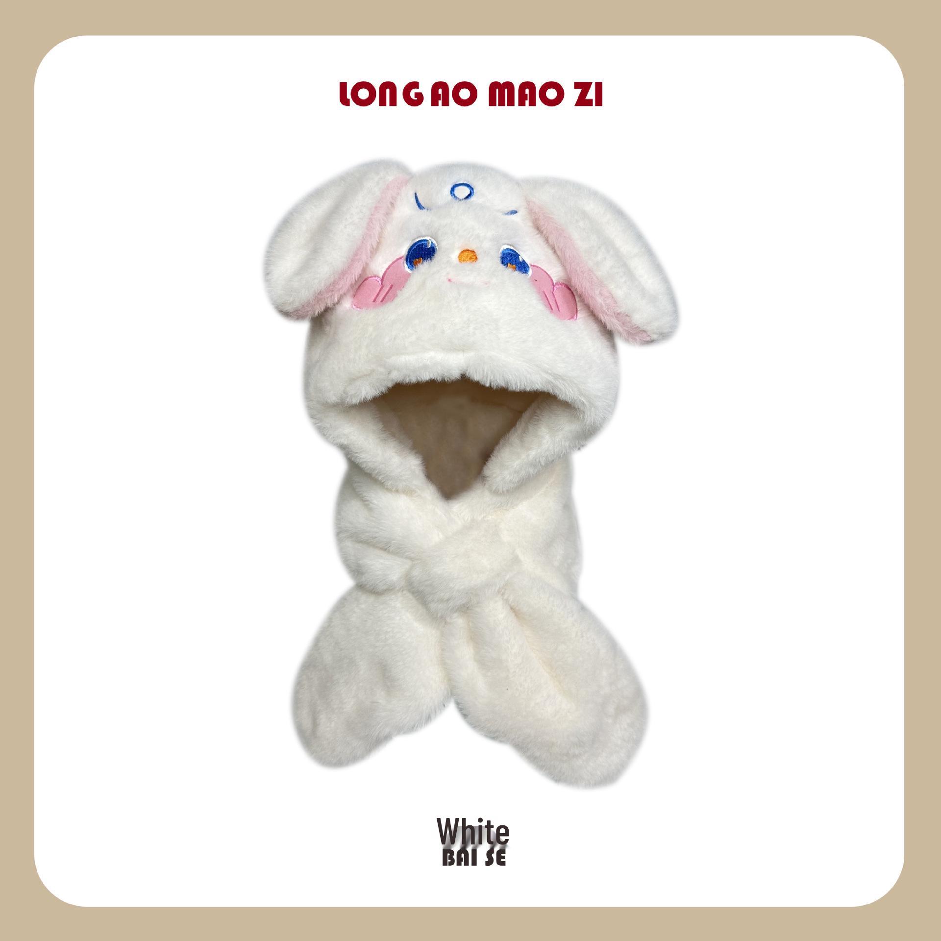 

Детский утолщенный плюшевый комплект шапка-кролик и шарф - Теплый головной убор с защитой ушей для мальчиков и девочек на осень/зиму белый