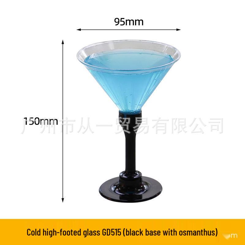 Detachable Red Wine Dessert Cup with High Stem - Disposable Plastic Champagne Flute for Weddings or Pudding Mousse.