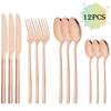 12Pcs Western Gold Dinnerware Stainless Steel Cutlery Set Knife Fork Tea Spoon Dinner Flatware Set Kitchen Silverware Tableware