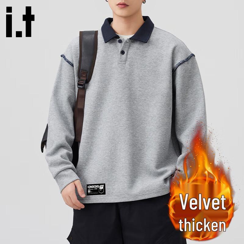 

:CHOCOOLATEit Men s American Retro Loose Fit Polo Sweatshirt XL