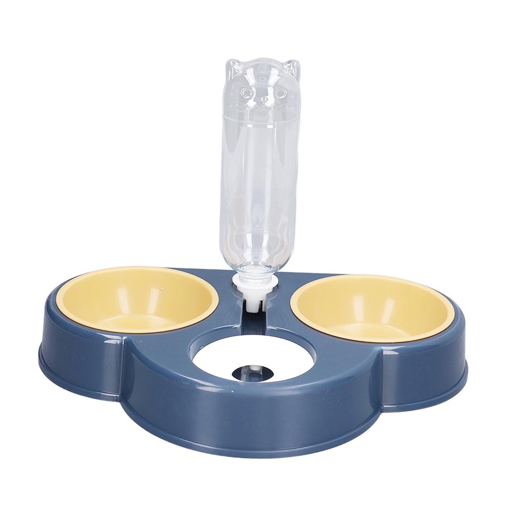 Triple Dog Cat Bowls 15 Degree Tilted Raised Cat Food Bowl with Automatic Water Bottle for Puppy
