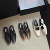 Fashion Women Slippers Mules Designer Sandals 2025 New Dress Square-toe Leather Slides 2025 Summer Slingback Buckle Sandalias De Mujer