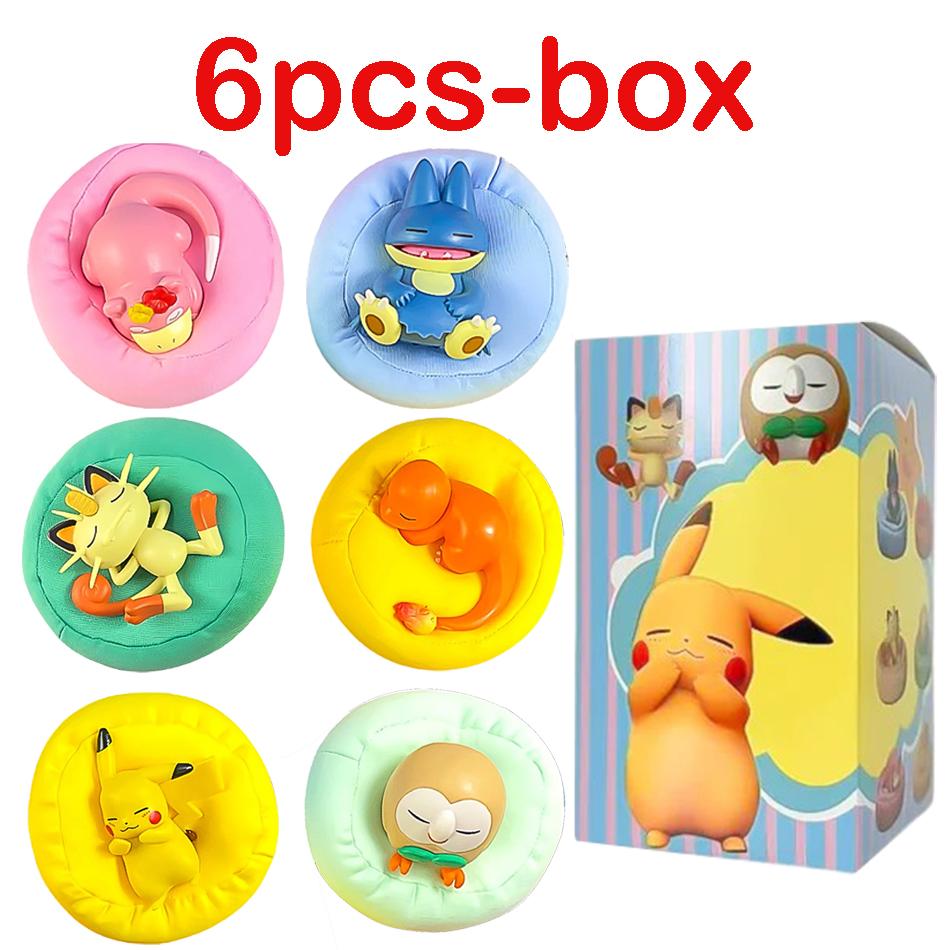 1-12pcs Pok  mon  Pikachu  Action Dolls  Anime sleep Series Desktop Decorations Pok  mon Toys ornament Birthday Gif