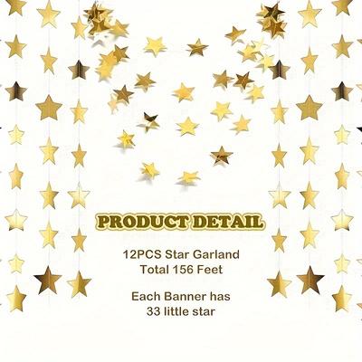 158ft Reflective Glitter Star Hanging Decor (12PCS) | Double-Sided Starburst for Holiday, Party, Wedding & Special Events