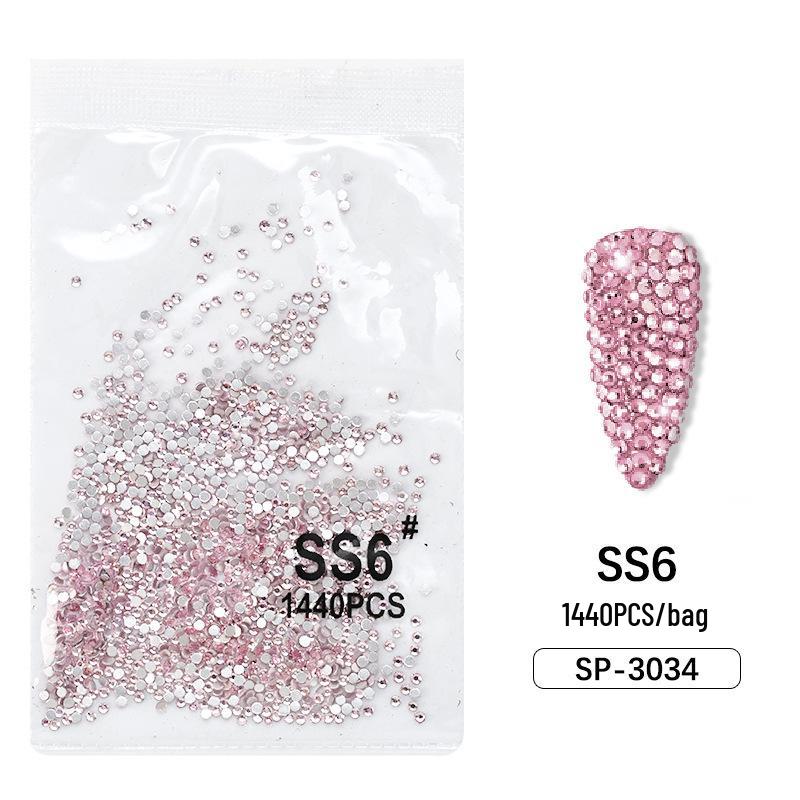 

1440-Piece Light Pink Aurora Flat Back Rhinestones - No-Fall Silver Back Glass Nail Decorations