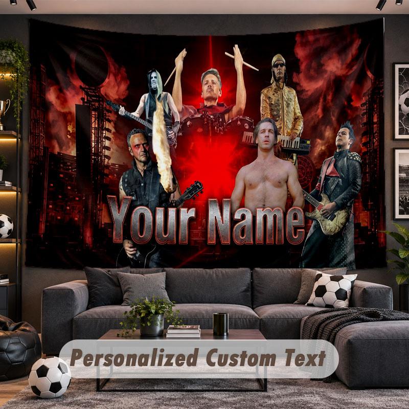 Wall Hanging Tapestry Custom NameRammstein Pattern Personalized Printed Fabric Wall Decor