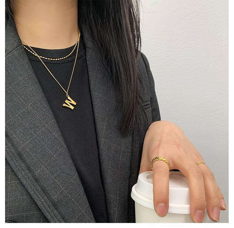 Trendy European & American Bamboo Joint Gold Necklace with 26 English Letters