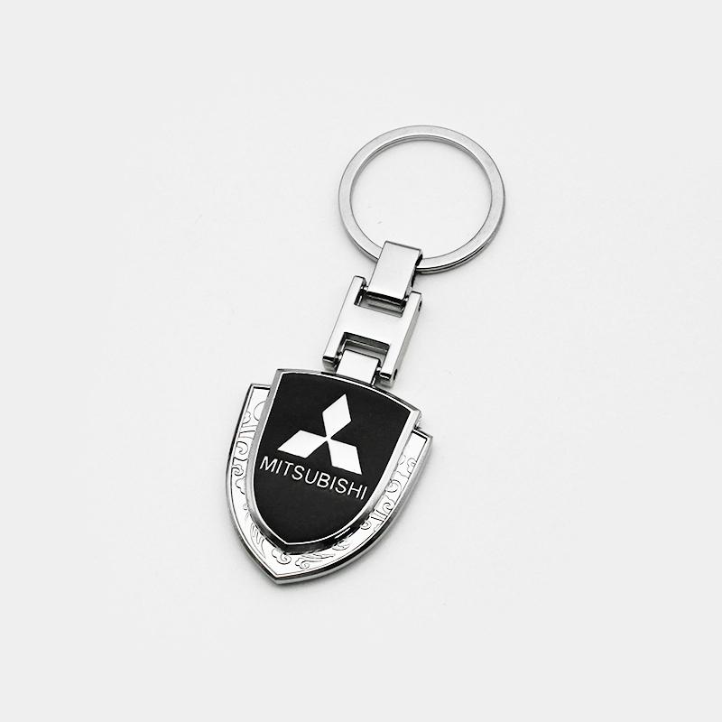 For Mitsubishi Outlander ASX Eclipse Cross Pajero Lancer 3D Metal Leather Car Styling Keychain Key Rings Key Holder Accessories