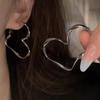 Vintage Exaggerated Hollow Silver Color Love Heart Hoop Earrings for Women Girls Aesthetic Jewelry Fashion Gifts