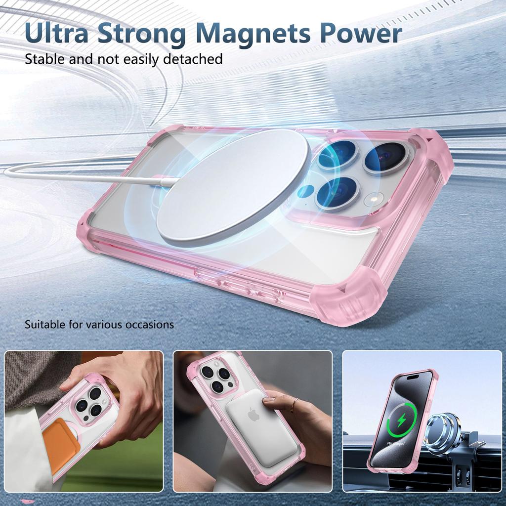 For iPhone 15 Pro Max Case TPU+PC Clear Phone Shell Compatible with Magsafe