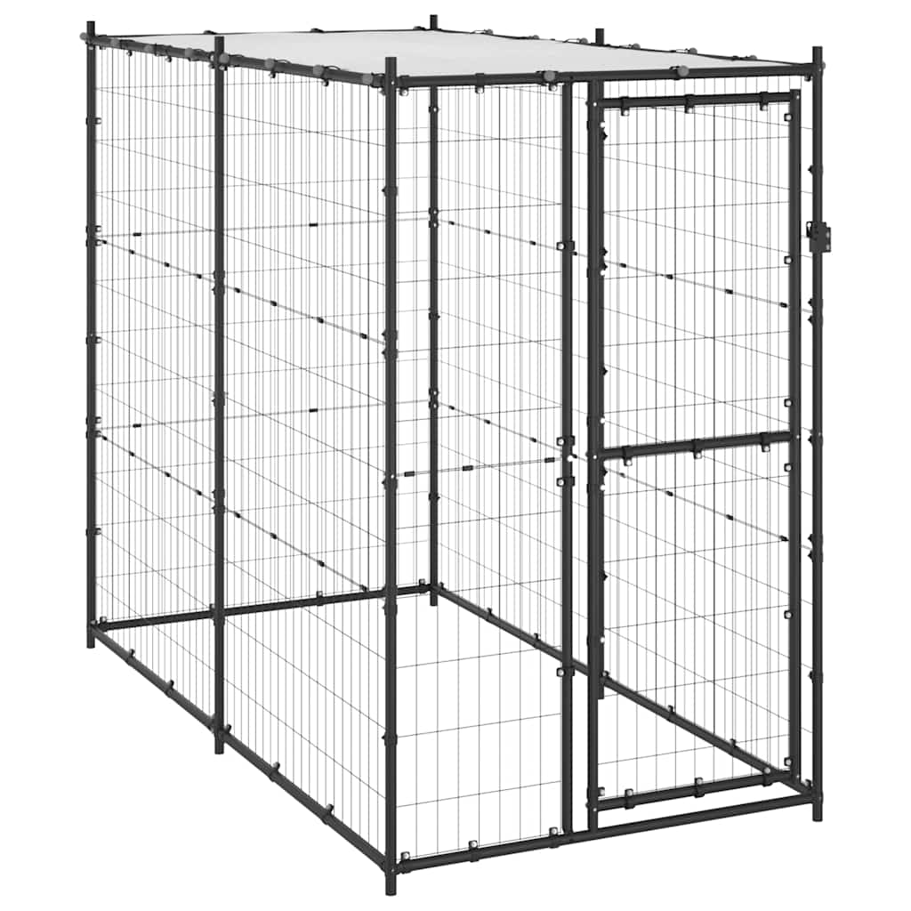 Hundezwinger für den Außenbereich mit Dach Stahl 110 x 220 x 180 cm