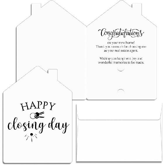 25 Sets Real Estate New Home Congratulations Cards Thank You New House Shaped Gift Cards with Envelope Closing Gifts for Home Buyers Real Estate белый