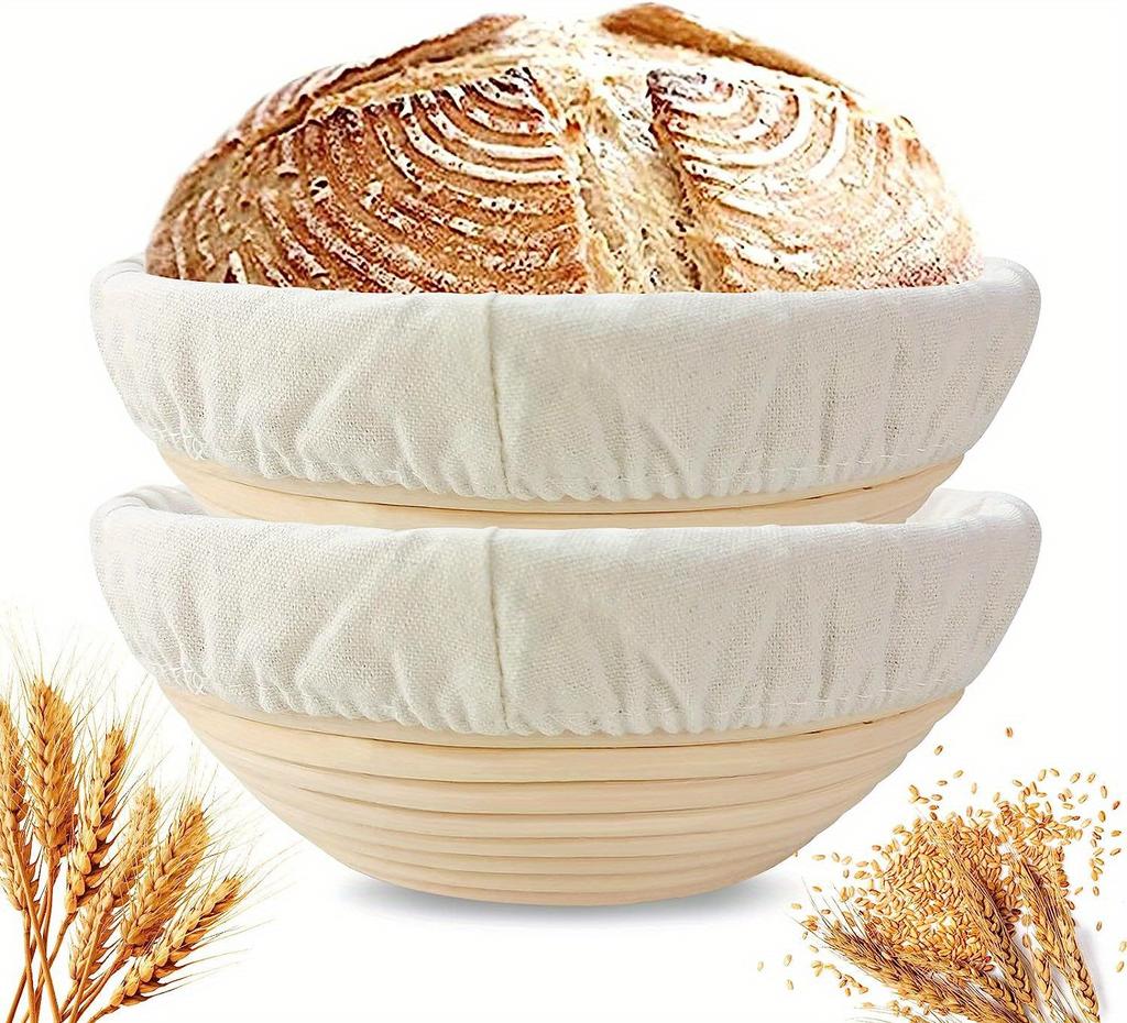 1 Set, Gärkörbchen-Set, ovaler, aus Rattan geflochtener Brotteigkorb mit Einsatz, ideal zum professionellen und privaten Backen von Sauerteigbrot,
