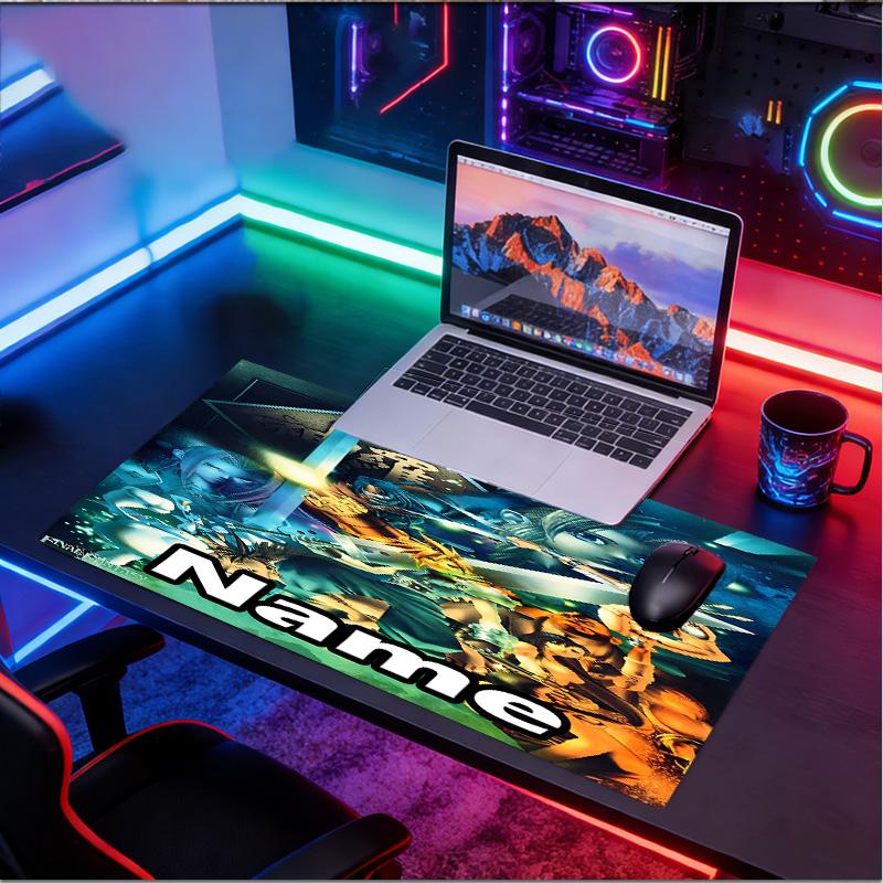 Custom Name Personalized Final Fantasy Pattern Mousepad, Laptop PC Desk Mat, Decorative Desk Mat for Home Keyboard Pad Gift