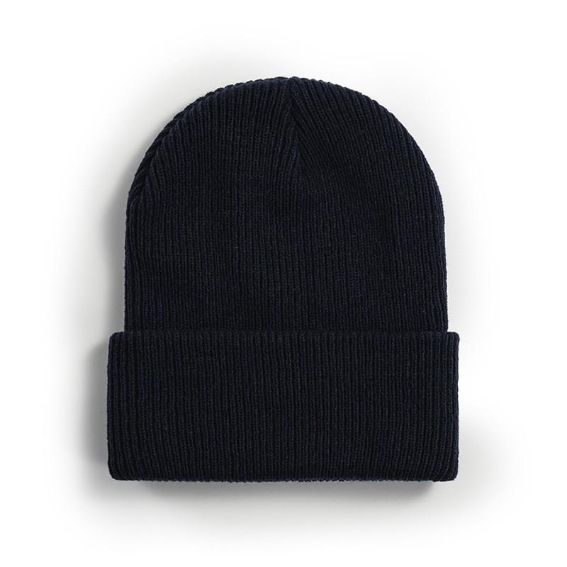 Fashionable Custom Embroidery Logo Solid Color Warm Winter Beanie Knit Hat