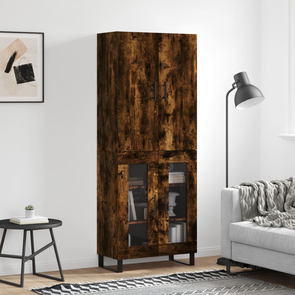 Highboard in Smoked Oak Finish 69.5 x 34 x 180 cm Engineered Wood