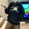 Plush Streetwear Knitwear Long Sleeve Pullovers Women Y2k Retro Spider Sweater Men  Women