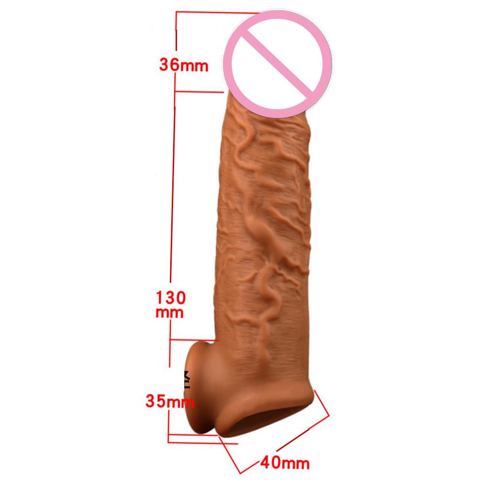 Realistic Condoms For Men Reusable Penis Sleeve For Male Extender Dildo Enhancer Enlargement Condom Male Cock Sex Toys