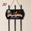 Reusable Farmhouse Entrance Signs Halloween Broom Parking Sign with 3 Witch Brooms, Hocus Pocus Themed Wooden Sign, Lightweight Seasonal Hanging Props