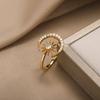 Zircon Star Moon Rings For Women Gold Color Stainless Steel Geometric Star Moon Ring Engagement Wedding Christmas Jewelry Gift