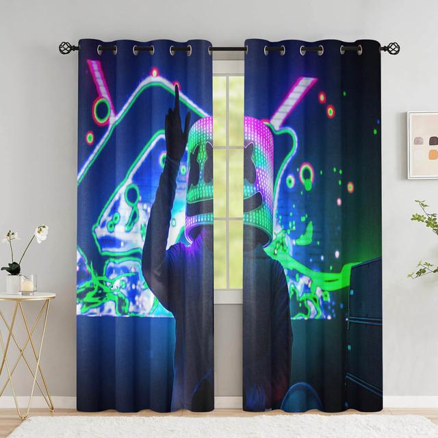 Psychedelic Mask Curtains Scary Window Drapes In Living Room Blackout Curtain For The Bedroom High Shading (70 %-90 %)2 Panels