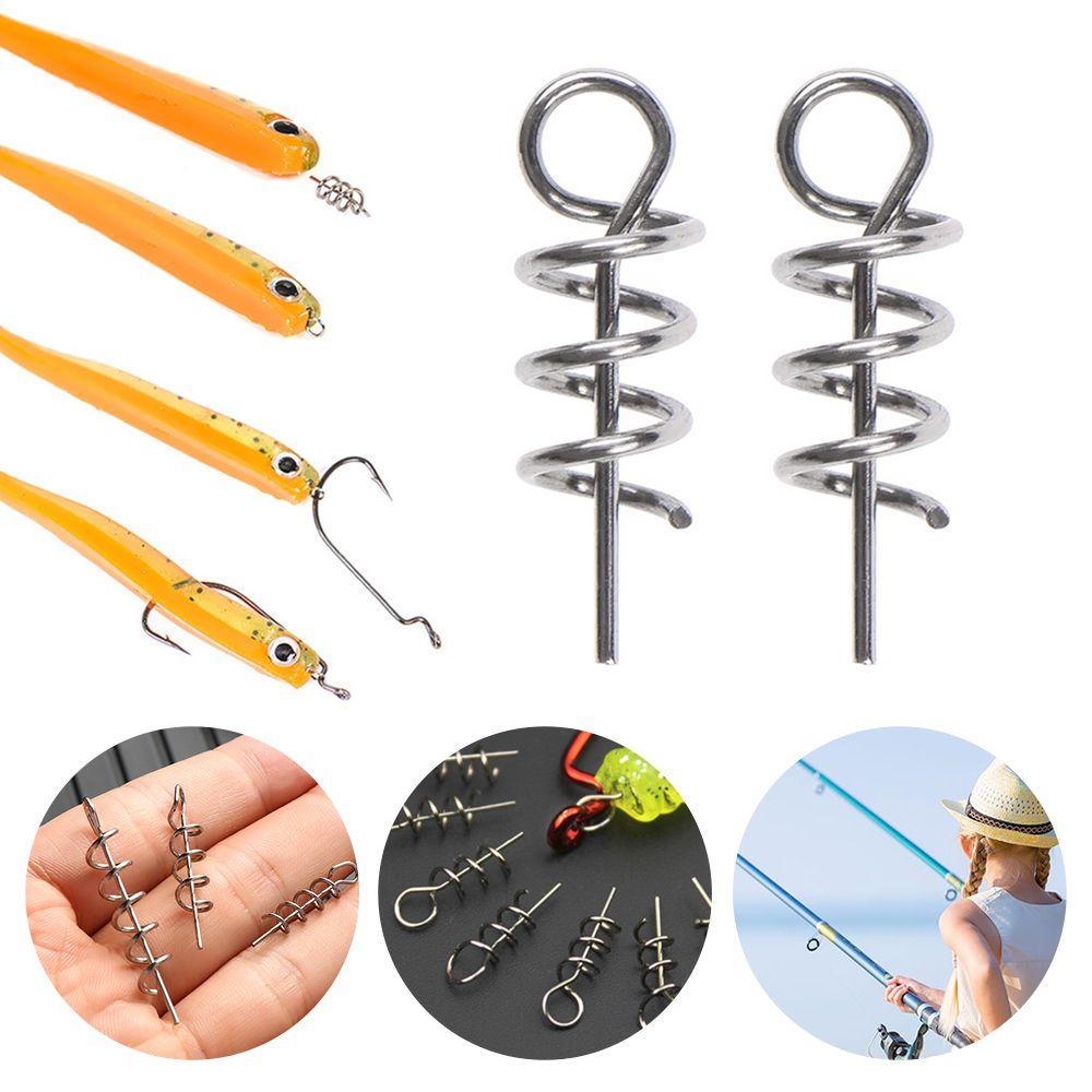 

100pcs Hot New 5 Size Spring Fixed Lock Hook Pin Worm Swivel Tools Fishing Screw Needle