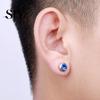 Stainless Steel Earrings 1 Pair Ear Studs Non-Piercing Magnetic Round Men Colored Rhinestone Embedded Women Fashion Jewelry Stud