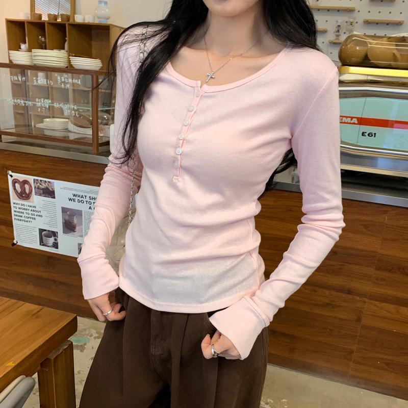 2025 New Style Women s Petite Pink Half-Open Neck Long Sleeve Base Layer Top - Light Luxury, High-End Feel Large розовый