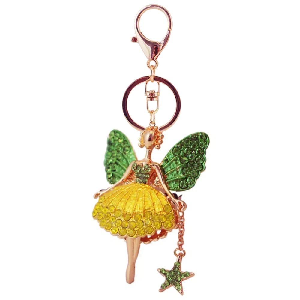 Metal Ballet Girl Keychain Zircon Car Key Ring Luxury Rhinestone Girl Pendant  Women