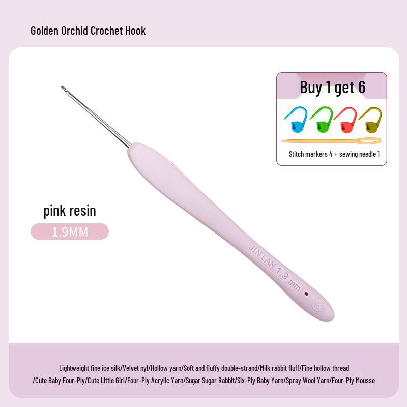Soft Grip Resin Crochet Hook with Hand-Polished Stainless Steel Needle for Doll and Wool Knitting