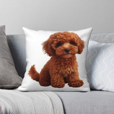 Pudel Toy Liebe Rot Braun Creme Kissenbezug Polyester Leinen Samt Muster Reißverschluss Dekorative Sofa Kissenhülle