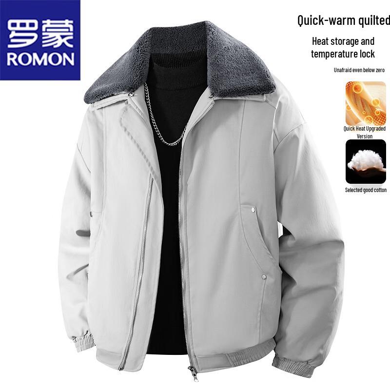 ROMON Men's Thickened Warm Lapel Padded Jacket