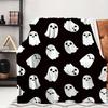 Contemporary Ghost Print Flannel Throw Blanket – Soft Comfortable All-Season Multipurpose Knitted Digital-Print Polyester Blanke