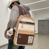 Female Schoolbag Block Color Male Student Large Capacity Backpack
