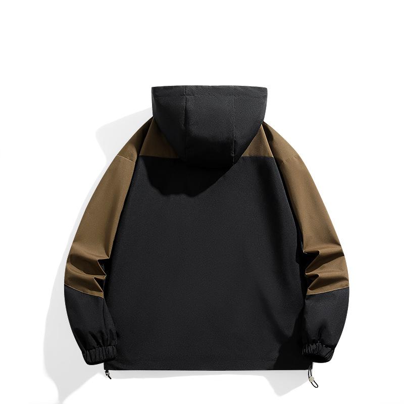 Large Size Spring and Autumn Hooded American Jacket Men's Trendy Brand Outdoor Windproof Color Matching Hooded Tooling Top