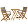 Vidaxl 3-Cz. Bistro Furniture Set, Grey Polypropylene and Wood