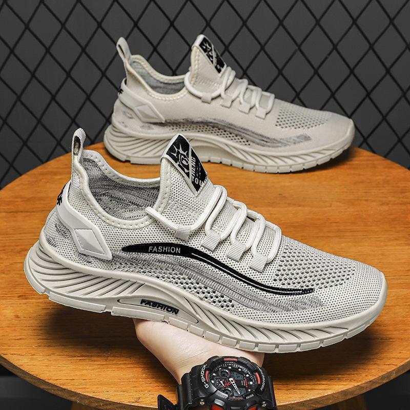 2024 Summer New Flying Woven Men's Shoes Coconut Sports Shoes Non-slip Soft Sole Lightweight Versatile Mesh Thin Casual Shoes