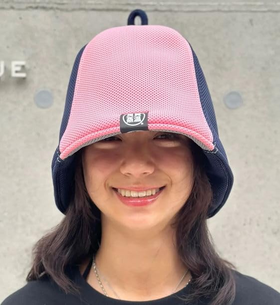 Pink & Navy Bicolor Hard Double Layer Next Generation 3-Layer Polyester Mesh Material Large Size Sauna Hat Reversible Original Product Unisex Roomy