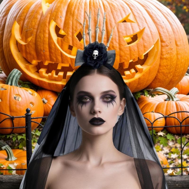 Realistic Skeleton Hand Mesh Hairband Resin Headbands Cosplayer Hair Accessories For Halloween Costume Parties