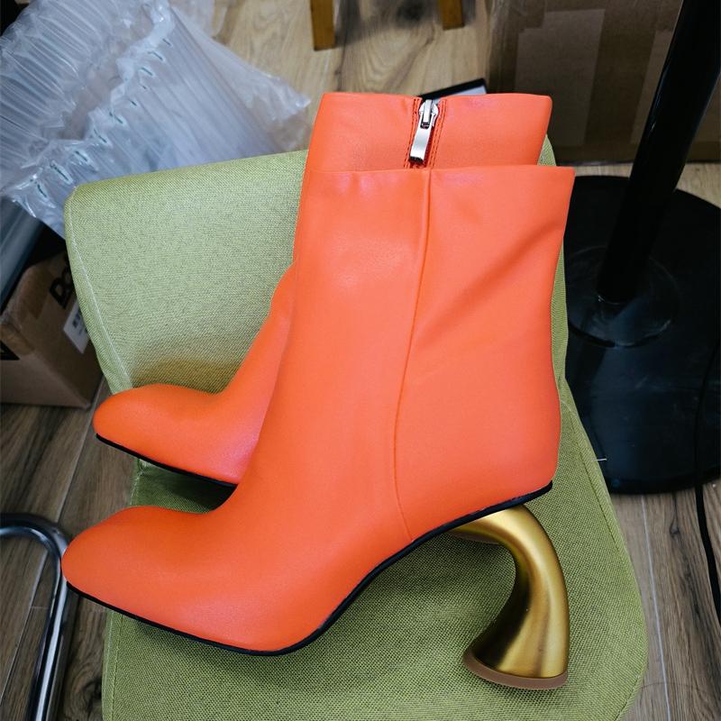 Fashion New 9cm Irregular High-heel Black Red Short Boots European American Autumn Winter Fashion High Heels Ankle Women Boots Sizes 43