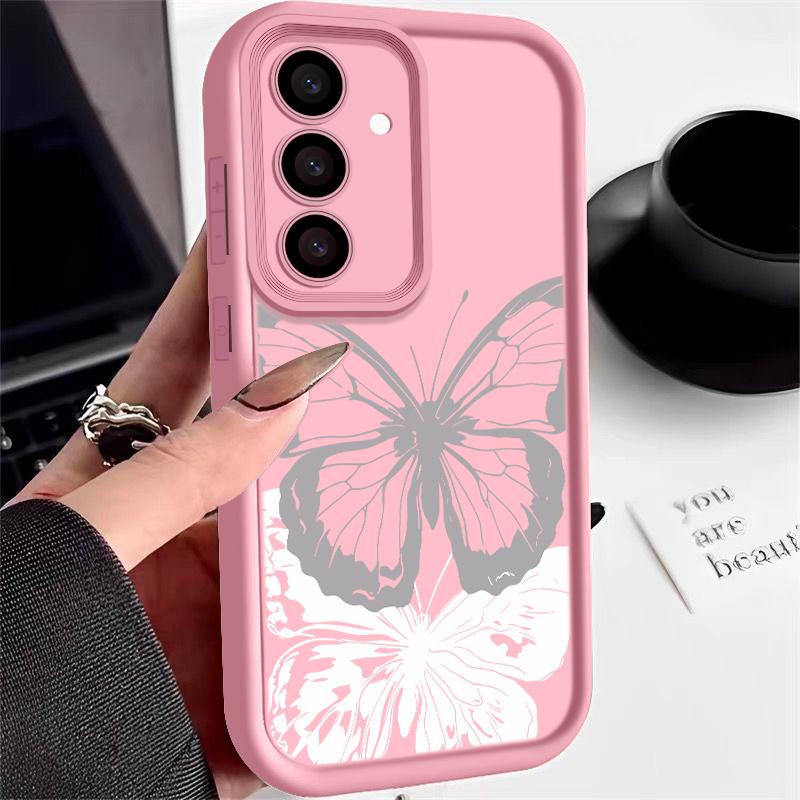 Cover con Stampa Farfalla Per Samsung S25 Ultra S24 FE S23 S22 A56 A36 A16 A15 A55 A35 Custodia per Telefono in TPU Morbido Opaco Antiurto