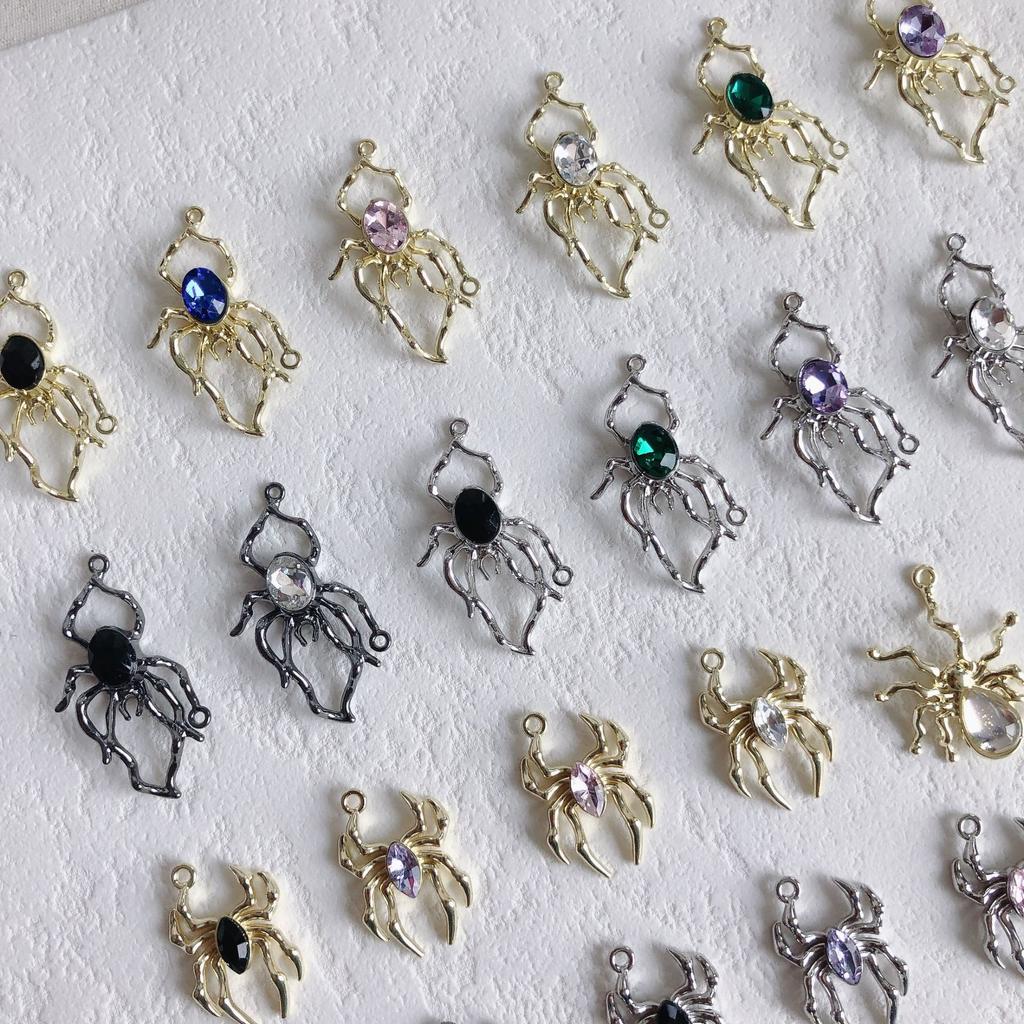 2pcs Alloy Pendants Spider Shape Colorful Unique Style Single Hole Pendants for Jewelry Making DIY Handmade Supplies Accessories