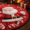 Non-Slip 3D Illusion Rug Santa Claus Xmas Home Decor Cartoon Cute Round Vortex Carpet  Outdoor