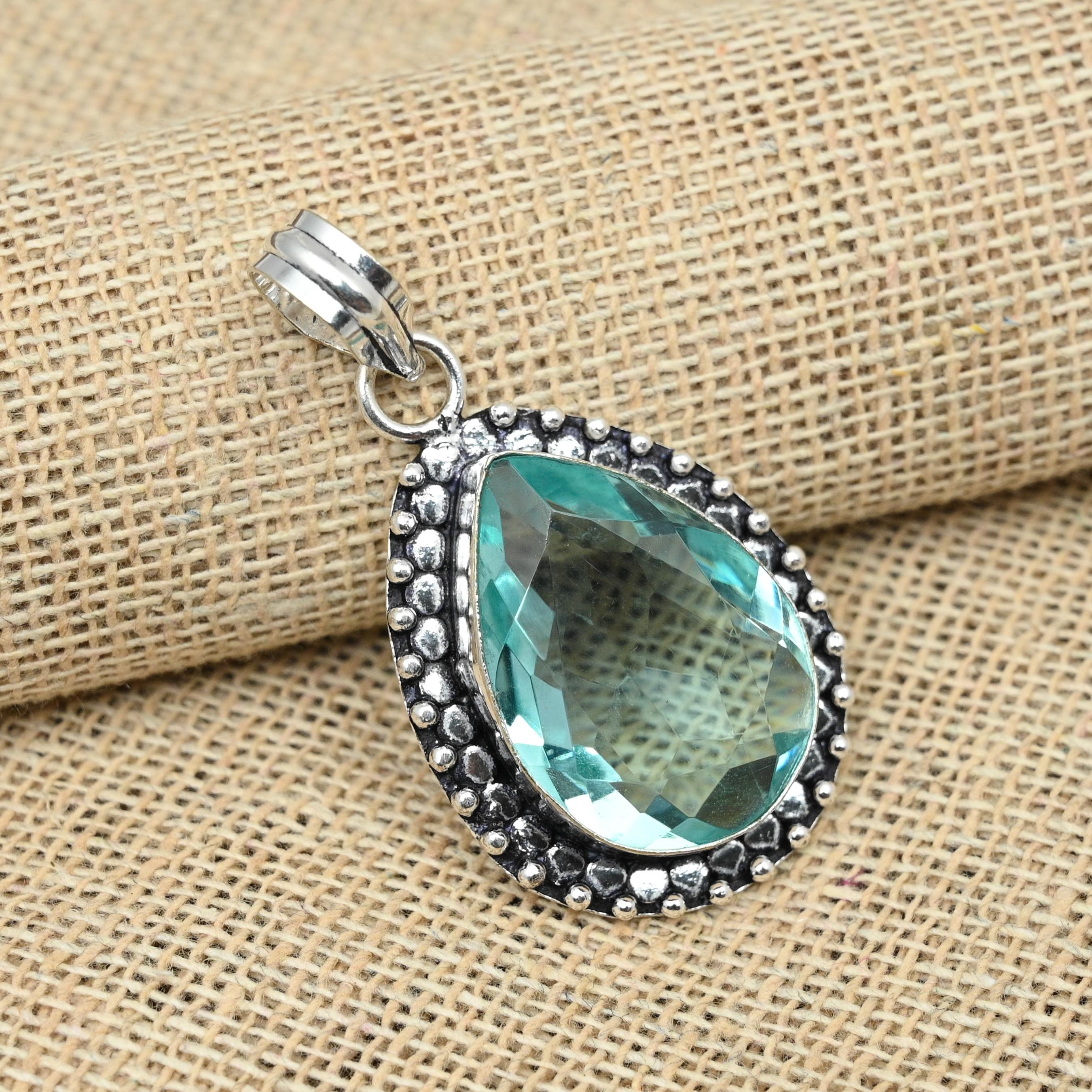 

Зеленый аметист, драгоценный камень, стерлинговое серебро 925 пробы, ювелирный кулон ручной работы, изысканный подарок для нее 1.77 Inches зелёный