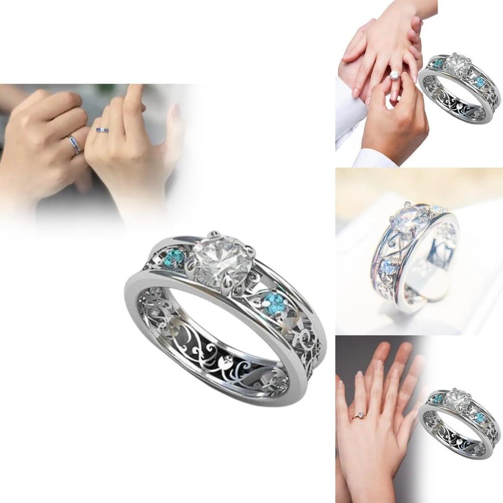 European Style Brass And Steel Geometric Ring With Blue Sapphire Decorative Jewelry