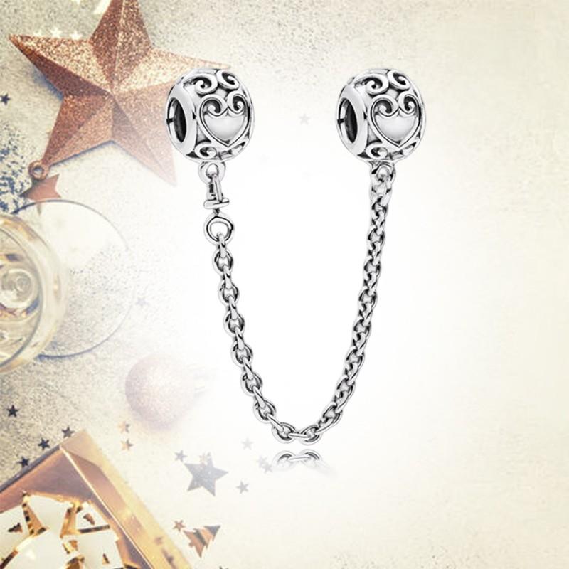 Sparkling Safety Chain Collection Charm Bead Charms Triple Clear Stone Safety Chain Safety Chain Clip Compatible With Authentic Bracelets Do It Yourse